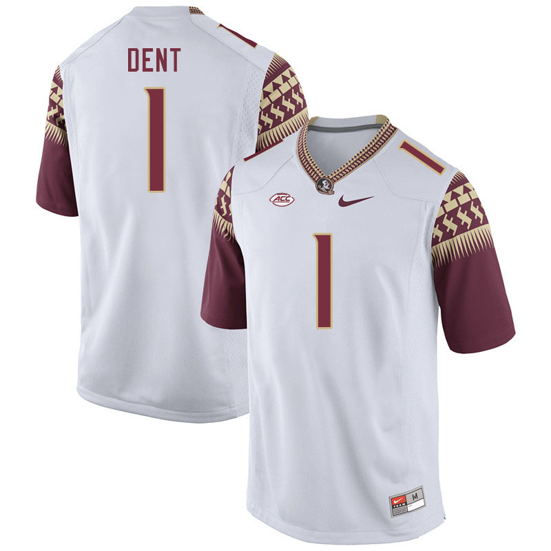 Men #1 Akeem Dent Florida State Seminoles College Football Jerseys Stitched-White - Click Image to Close